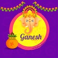 Purple template or flyer design for Ganesh Chaturthi festival ce