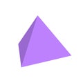 Purple tetrahedron basic simple 3d shapes isolated on white background, geometric tetrahedron icon, 3d shape symbol tetrahedron