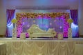 Purple themed wedding stage decorations Royalty Free Stock Photo