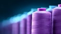 Purple threads row vibrant textile art material close up of neatly arranged purple threads in captivating row Royalty Free Stock Photo