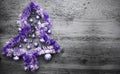 Purple Tinsel Christmas Tree, Copy Space