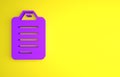 Purple To do list or planning icon isolated on yellow background. Minimalism concept. 3D render illustration Royalty Free Stock Photo