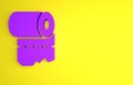 Purple Toilet paper roll icon isolated on yellow background. Minimalism concept. 3D render illustration Royalty Free Stock Photo