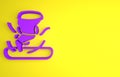 Purple Tornado icon isolated on yellow background. Cyclone, whirlwind, storm funnel, hurricane wind or twister weather Royalty Free Stock Photo