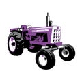 Purple Tractor. Farm Machine. Stock Vector Illustration.