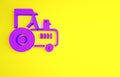 Purple Tractor icon isolated on yellow background. Minimalism concept. 3d illustration 3D render