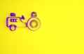 Purple Tractor icon isolated on yellow background. Minimalism concept. 3d illustration 3D render