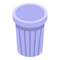 Purple trash can is standing open and waiting to collect garbage