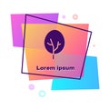 Purple Tree icon isolated on white background. Forest symbol. Color rectangle button. Vector Royalty Free Stock Photo