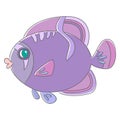 Purple tropical fish outline style vector illustration