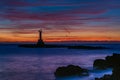 Purple twilight on the shore Royalty Free Stock Photo