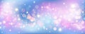 Purple unicorn background. Pastel watercolor sky with glitter stars and bokeh. Fantasy galaxy with holographic texture