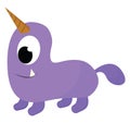 A purple unicorn monster vector or color illustration