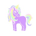 Purple unicorn with yellow horn icon