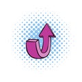 Purple up arrow icon, comics style Royalty Free Stock Photo