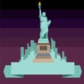 New York background with Statue of Liberty.