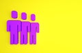 Purple Users group icon isolated on yellow background. Group of people icon. Business avatar symbol - users profile icon