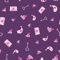 Purple Valentine Love Seamless Pattern Background Print