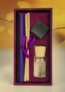 purple valentines gift box with perfume Royalty Free Stock Photo