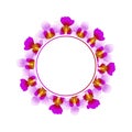 Purple Vanda Miss Joaquim Orchid Banner Wreath. Singapore National Flower. Vector Illustration