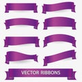 Purple various curver empty ribbon banners Royalty Free Stock Photo