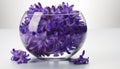 Purple vase holds a beautiful bouquet of fresh lilac flowers generated by AI