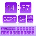 Purple vector analog counter and flip calendar isolated