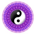 Purple vector mandala with jin jang symbol Royalty Free Stock Photo