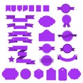 Purple vector ribbons and lables set on white background Royalty Free Stock Photo