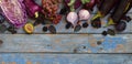 Purple vegetables and fruits. Plum, eggplant, pepper, blueberries, rowanberry. Violet organic foods high in antioxidants, anthocya