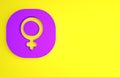 Purple Venus symbol icon isolated on yellow background. Astrology, numerology, horoscope, astronomy. Minimalism concept