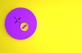 Purple Venus symbol icon isolated on yellow background. Astrology, numerology, horoscope, astronomy. Minimalism concept