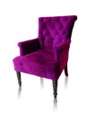 Purple vintage armchair isolated on white clipping path. Royalty Free Stock Photo