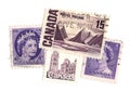 Purple vintage postage stamps from Canada.