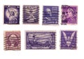 Purple vintage postage stamps from the USA.