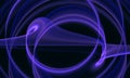 Purple violet blue neon 3d spiral, loop or kink on deep dark space.