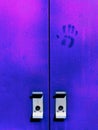 Purple & Violet Doors with Handles and Handprint Hand Print Texture