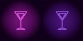 Purple and violet neon cocktail wineglass