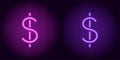 Purple and violet neon dollar sign Royalty Free Stock Photo