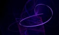 Purple violet neon twirls, swirls and stains in digital 3d image illustrating vortex of glowing hologram.