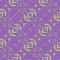 Purple Violet yellow american native Maya Aztec Inca pattern. Stonework mosaic seamless texture