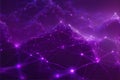 Purple virtual technology background with lines and grids. Generative AI Illustration.