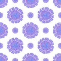 Purple virus cells on white background