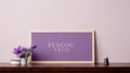 Purple Viscose Sign Mockup With Beige Background Royalty Free Stock Photo