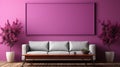 Stylish 3d Rendered Pink Room With Sofa And Book