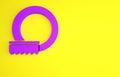 Purple Washing dishes icon isolated on yellow background. Cleaning dishes icon. Dishwasher sign. Clean tableware sign