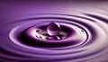 Purple water drop close-up macro photography. Abstract background.