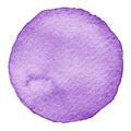 Purple watercolor circle. Stain with paper texture.