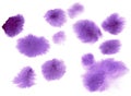 Purple watercolor dots, smears, swabs, strokes, ink drips - hand painted illustration Royalty Free Stock Photo
