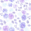 Purple watercolor roses to spiritually calm emotions Seamless floral watercolor background Royalty Free Stock Photo